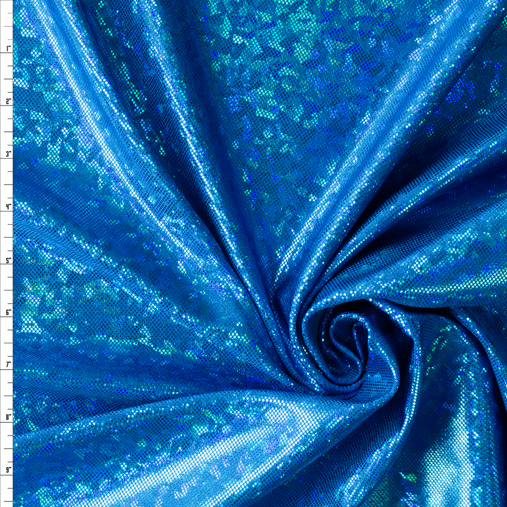 Turquoise on Turquoise Cracked Glass Metallic Nylon/Spandex #30010 Fabric By The Yard
