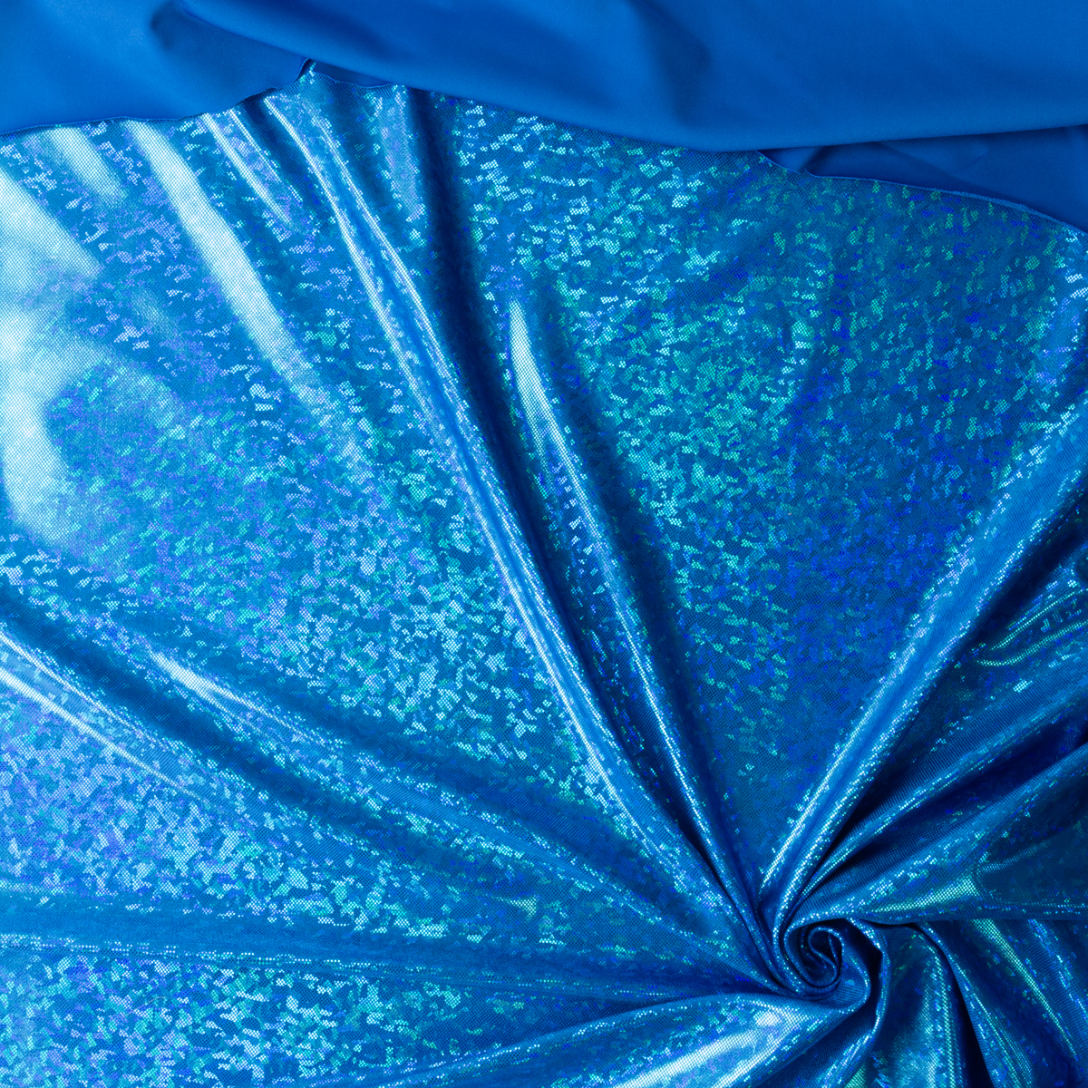 Turquoise on Turquoise Cracked Glass Metallic Nylon/Spandex #30010 Fabric By The Yard - Wide shot
