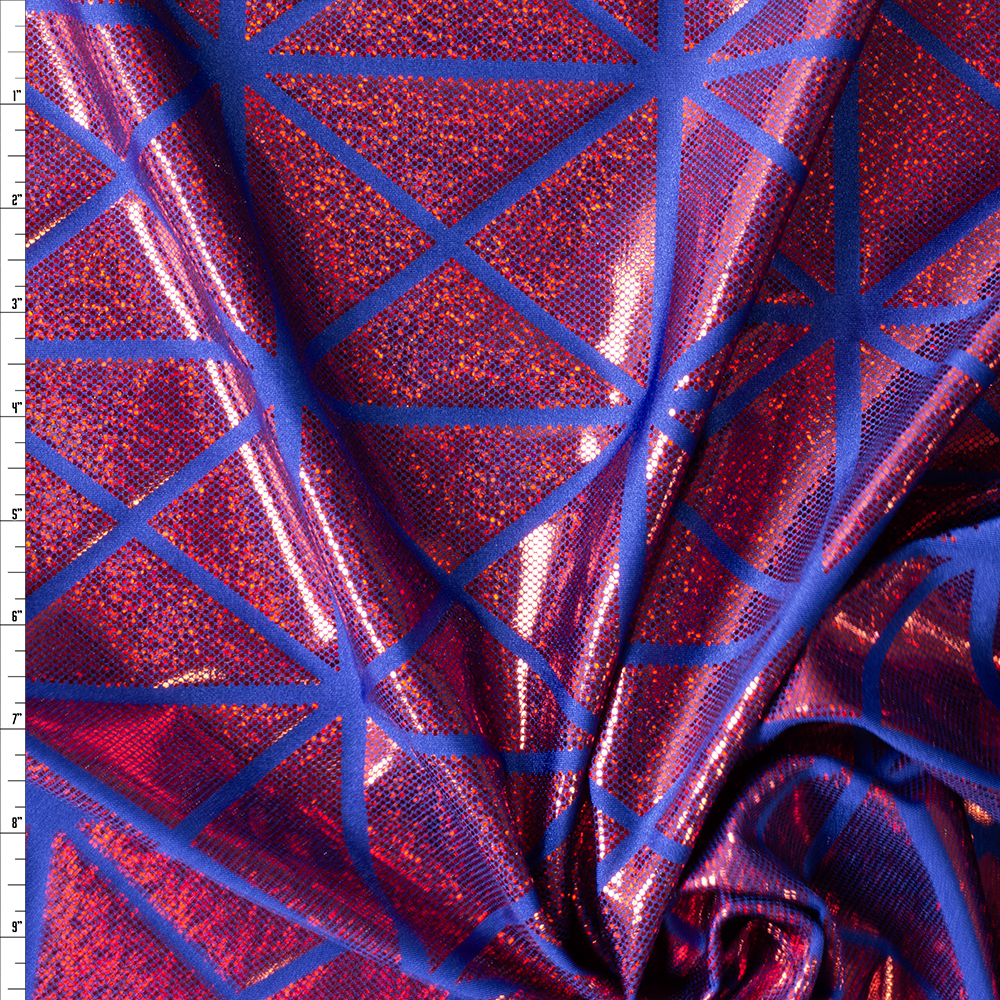 Metallic Burgundy Geometric on Navy  Nylon/Spandex #30012 Fabric By The Yard