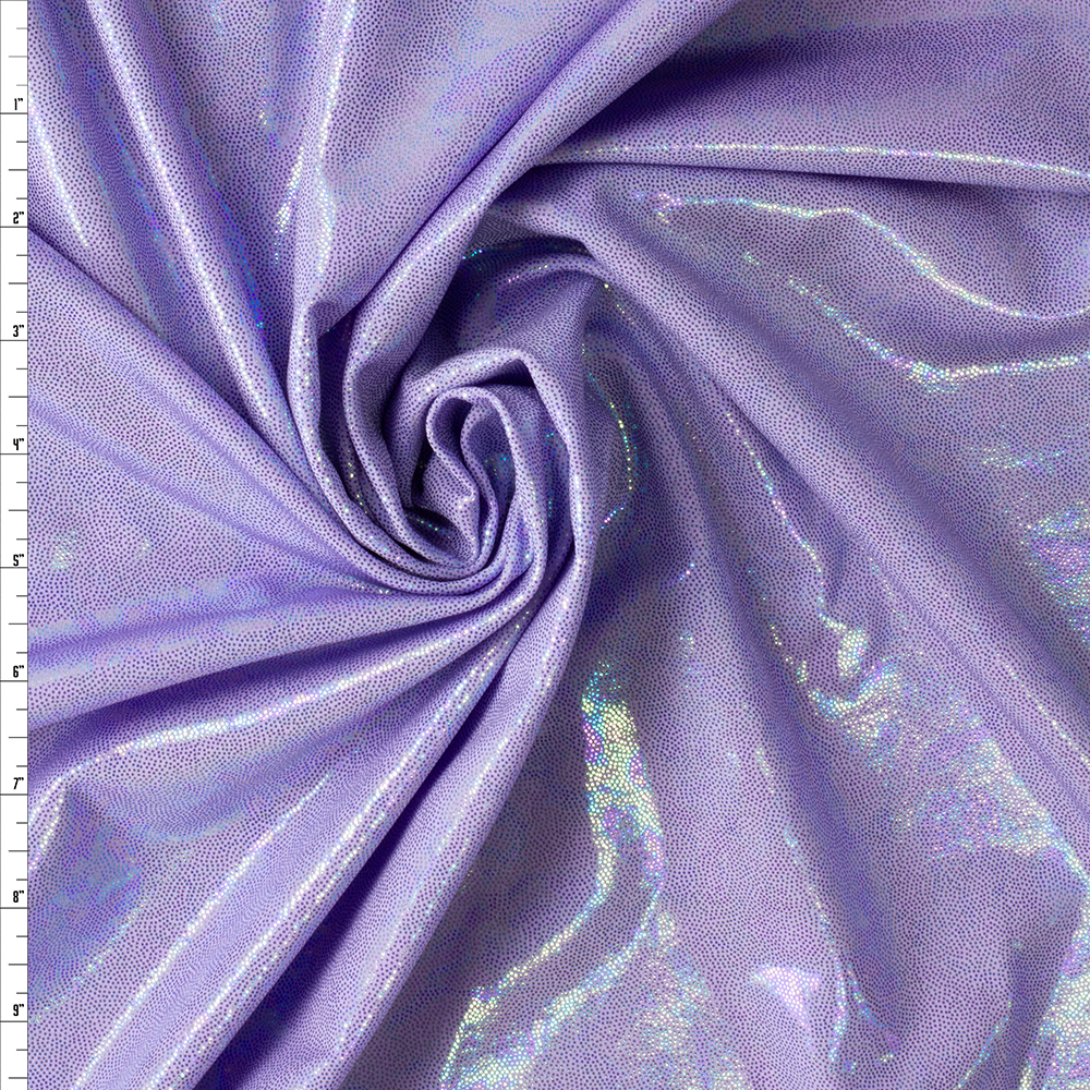 Oil Spill Metallic Overlay on Baby Lavender Nylon/Spandex #30013 Fabric By The Yard