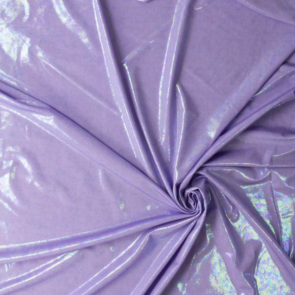 Oil Spill Metallic Overlay on Baby Lavender Nylon/Spandex #30013 Fabric By The Yard - Wide shot