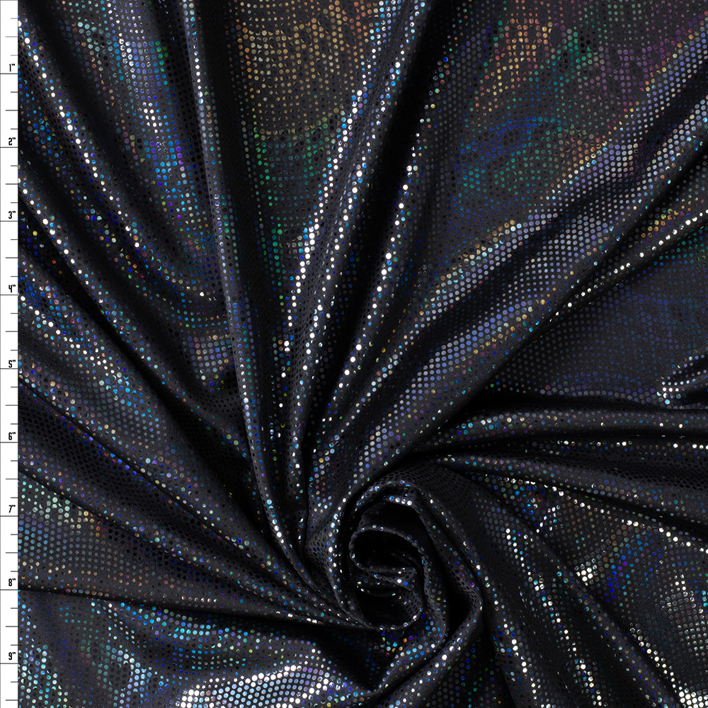Black on Black Holo Waves Nylon/Spandex #30017 Fabric By The Yard