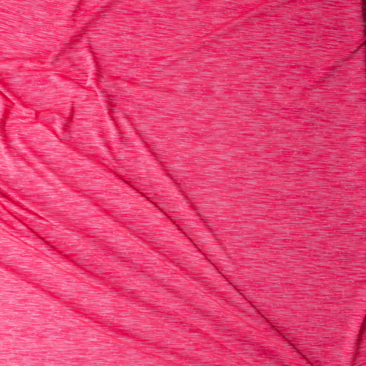 Neon Pink Space Dye Stretch Moisture Wicking Athletic Knit from Rainbeau #30021 Fabric By The Yard - Wide shot