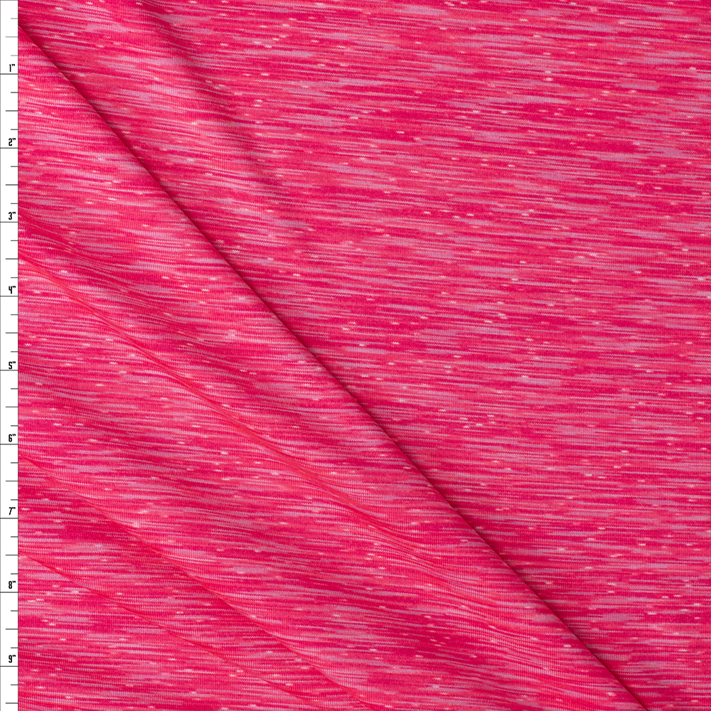 Neon Pink Space Dye Stretch Moisture Wicking Athletic Knit from Rainbeau #30021 Fabric By The Yard