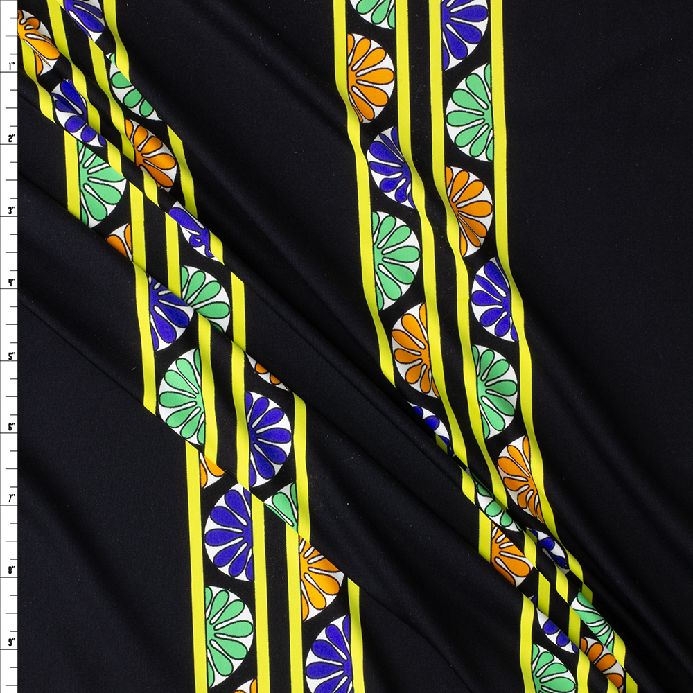 Neon and Black Vertical Fan Stripe Nylon/Spandex #30024 Fabric By The Yard