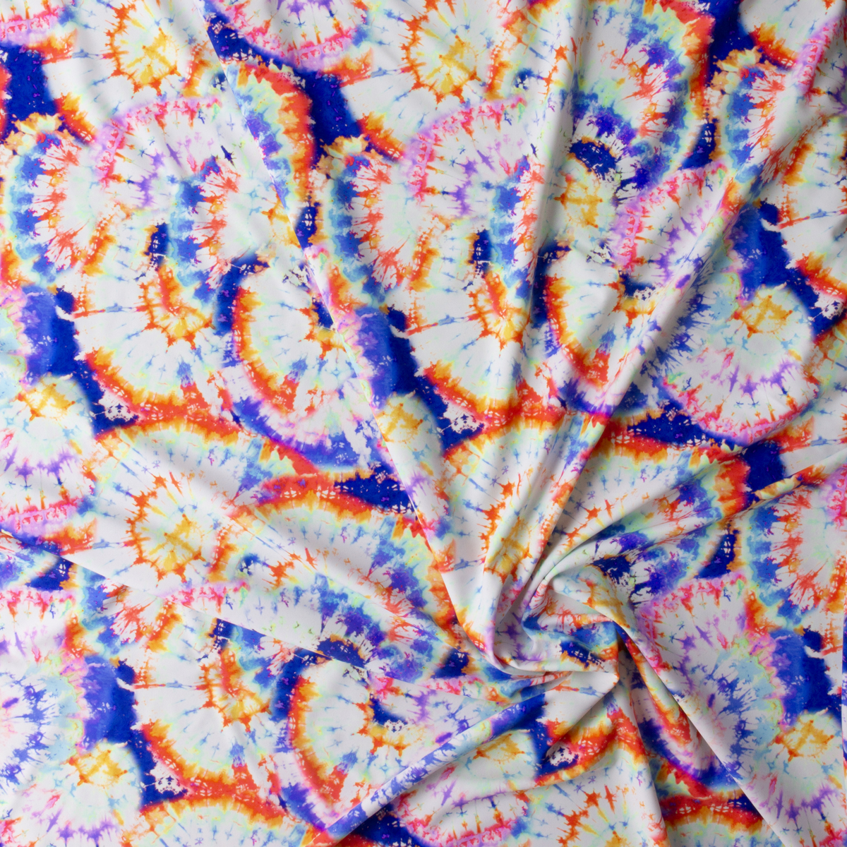 Rainbow Circular Tie Dye Nylon/Spandex #30030 Fabric By The Yard - Wide shot