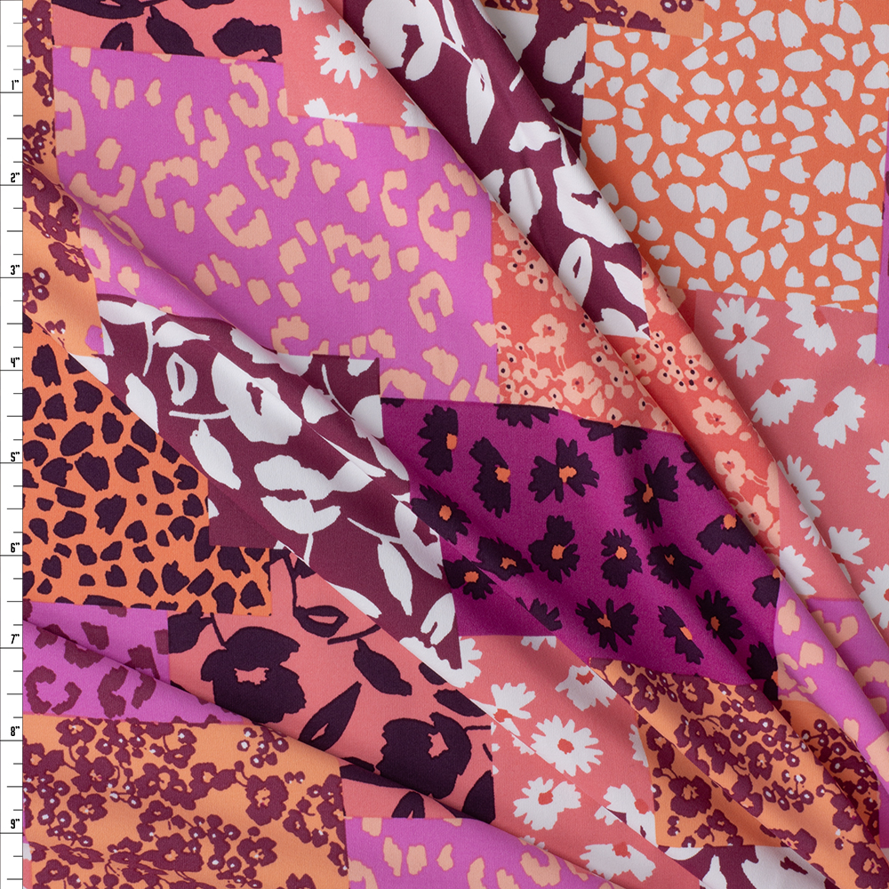 Neon Leopard Patchwork Nylon/Spandex #30032 Fabric By The Yard