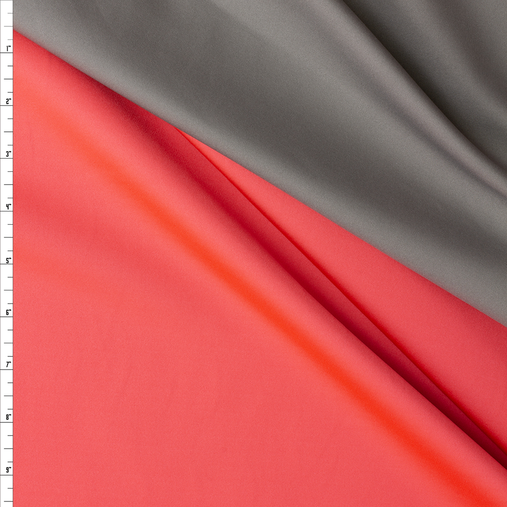 Hot Coral/Taupe Reversible Nylon/Spandex #30047 Fabric By The Yard