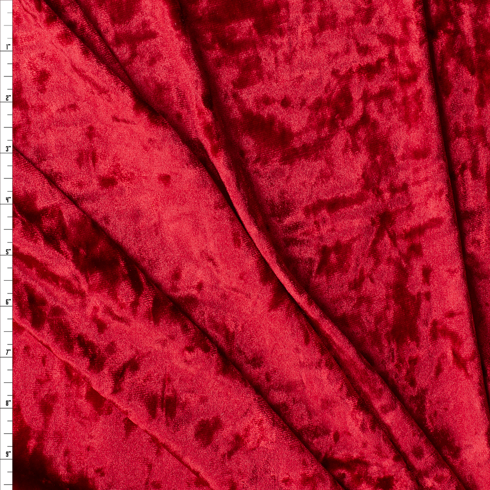 Red Crushed Stretch Velvet #30075 Fabric By The Yard