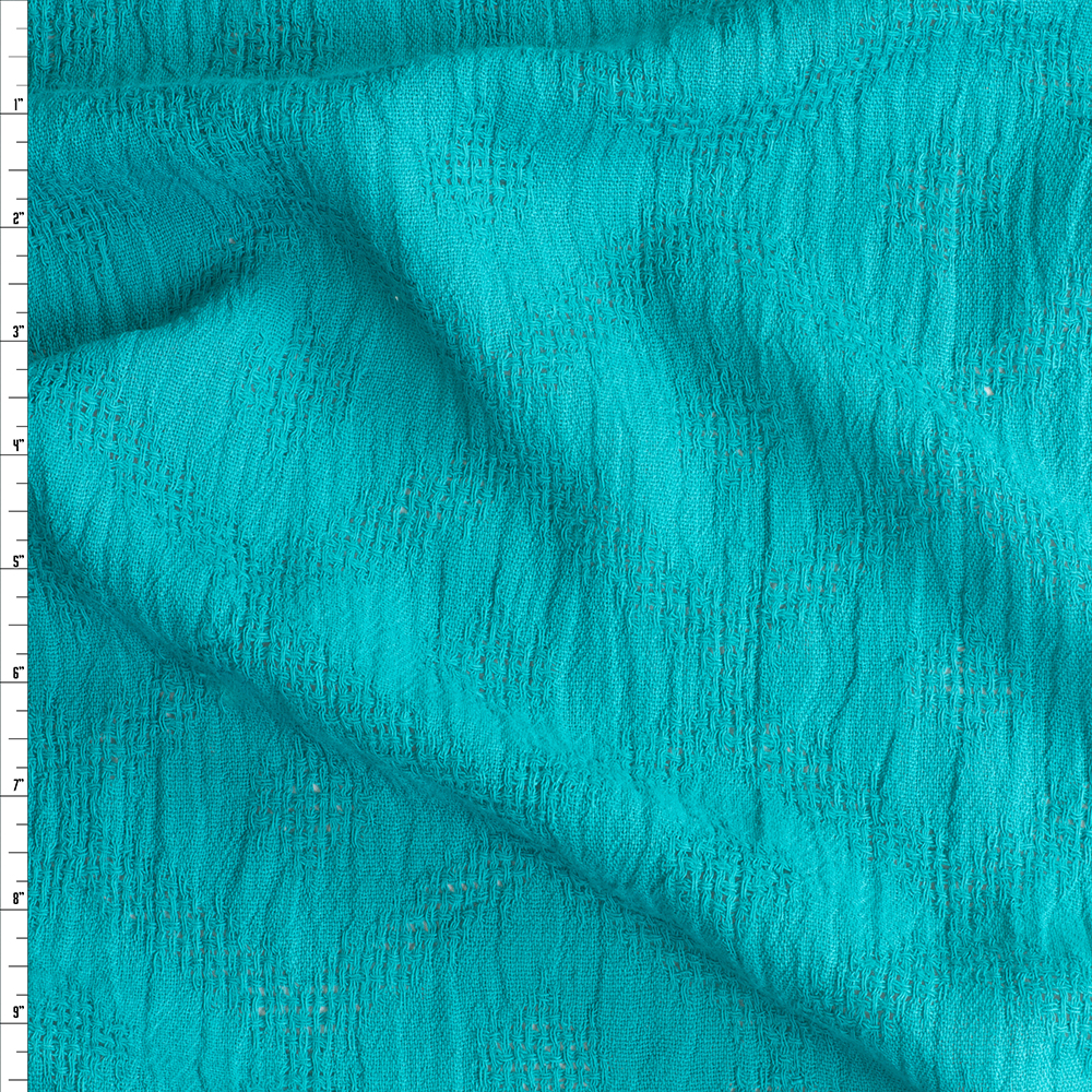 Teal Burnout Cotton Gauze #30142 Fabric By The Yard
