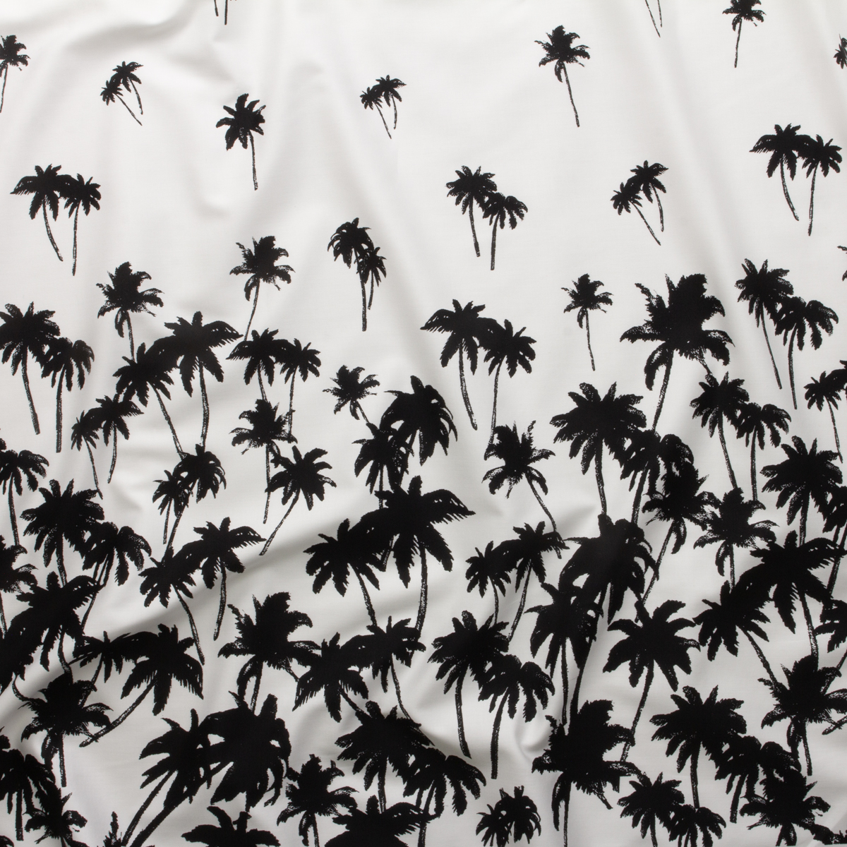 Black Palm Silhouette Double Border Print Cotton Sateen #30152 Fabric By The Yard - Wide shot