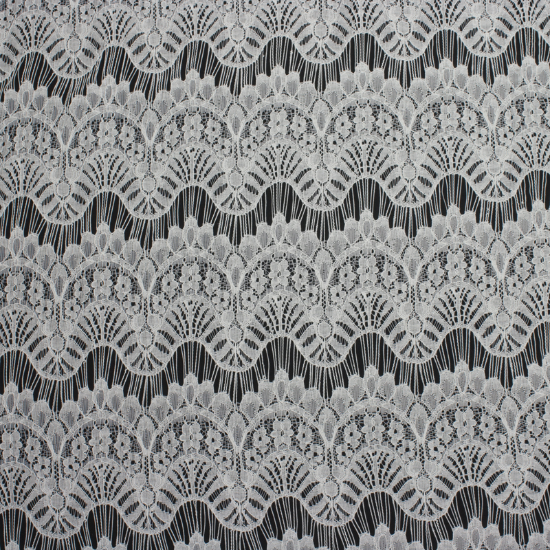 White Embroidered Eyelash Lace