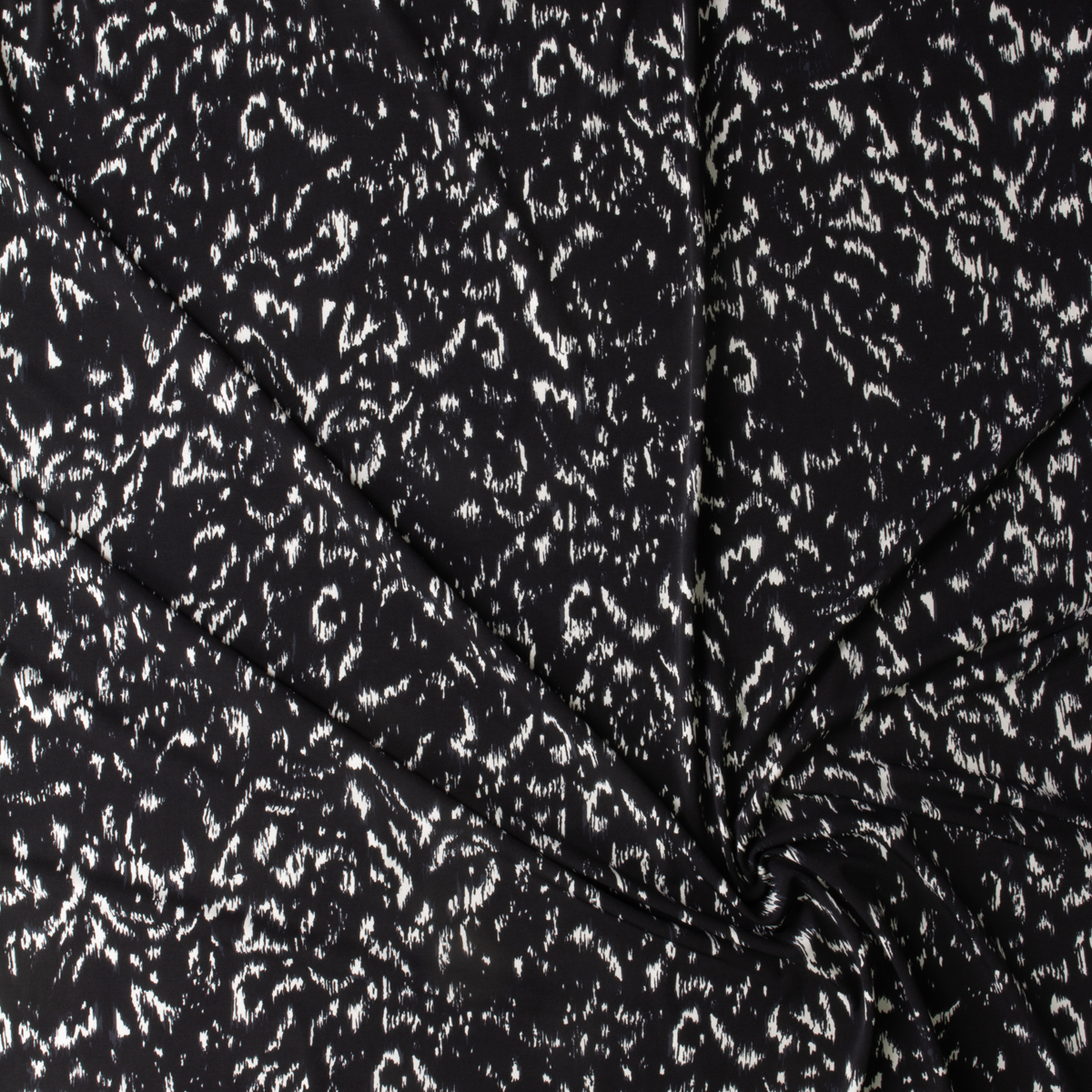 Grunge White on Black Leopard Midweight Stretch ITY Knit #30181 Fabric By The Yard - Wide shot