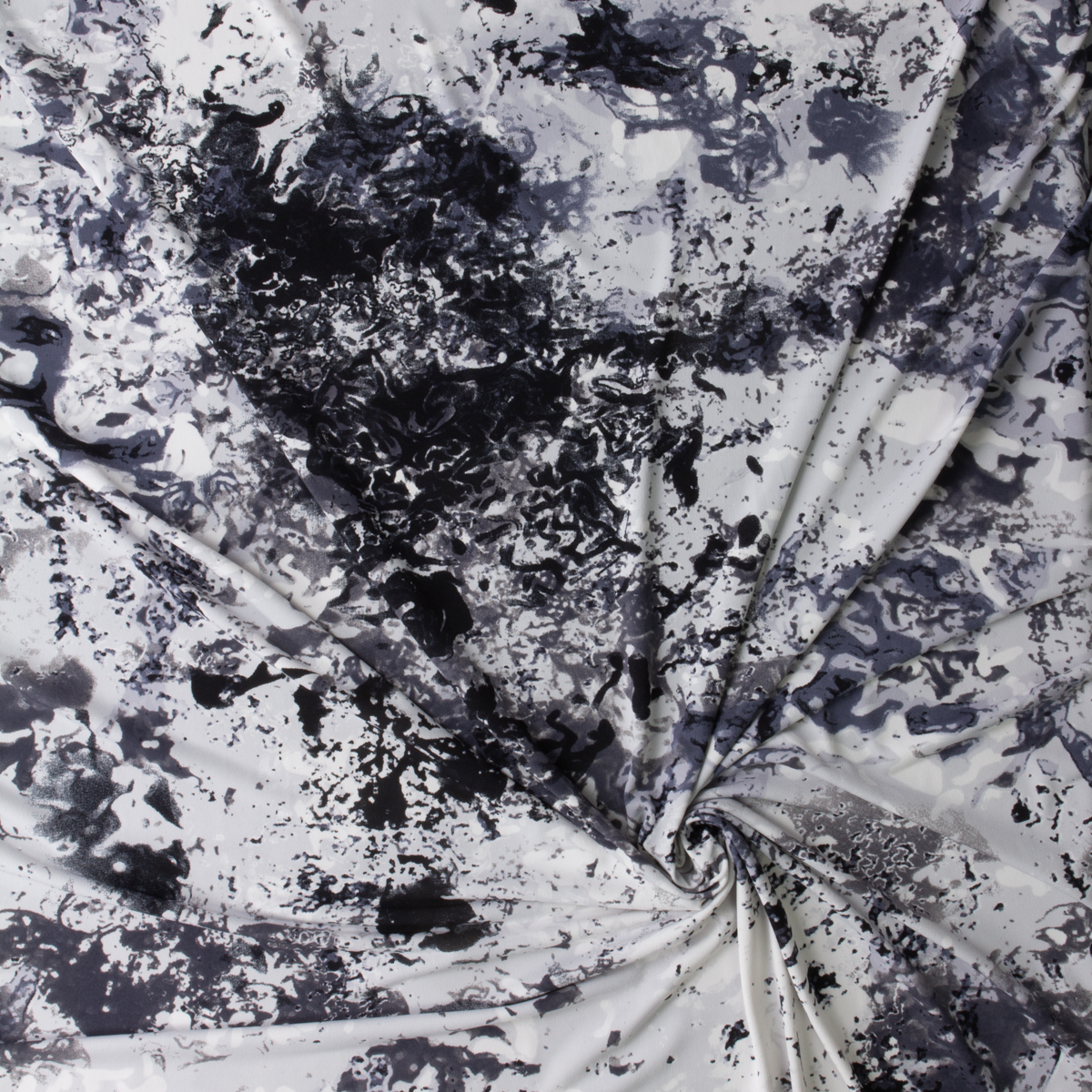 Grey and White Grunge Midweight Stretch ITY Knit #30184 Fabric By The Yard - Wide shot