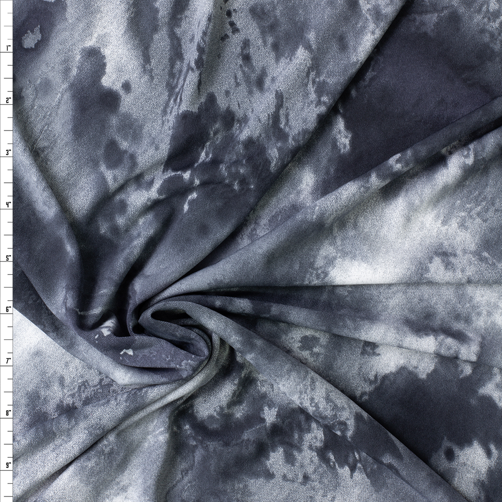 Charcoal Cloud Grunge Midweight Stretch ITY Knit #30185 Fabric By The Yard