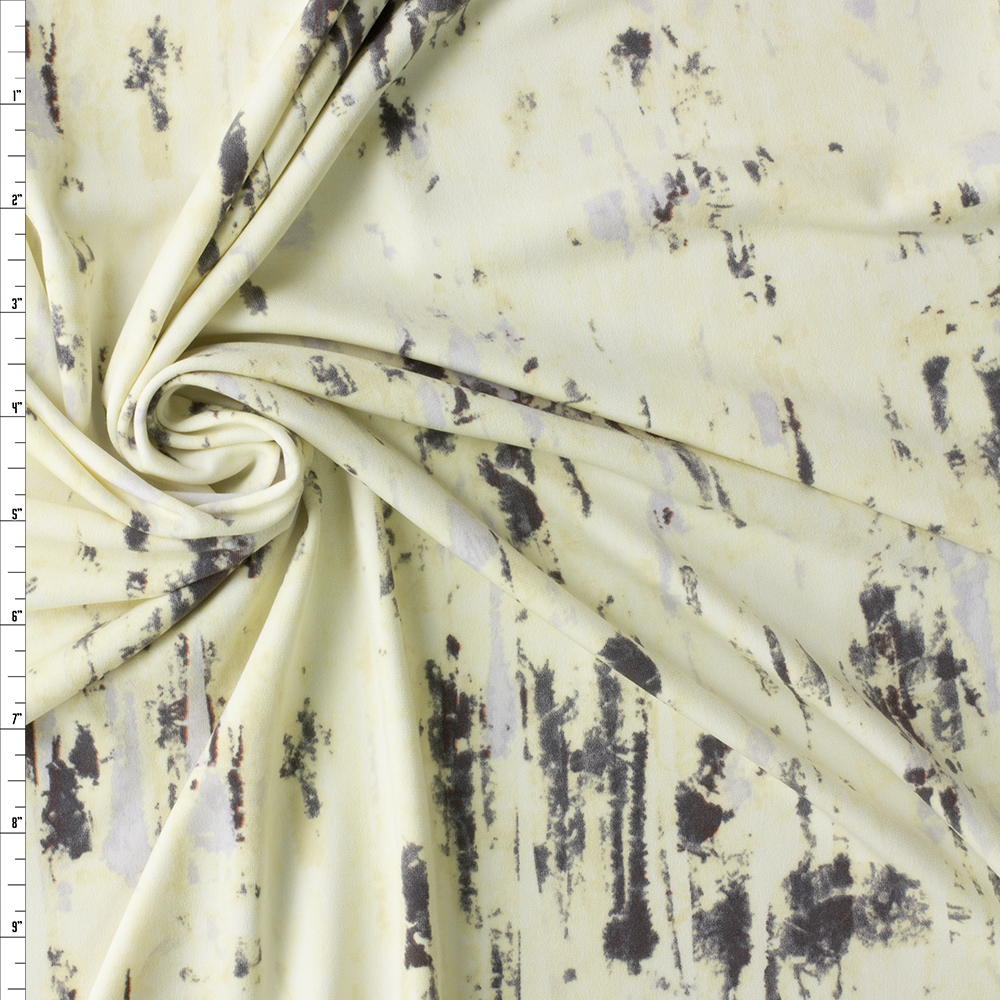 Charcoal and Ivory Grunge Midweight Stretch ITY Knit #30188 Fabric By The Yard