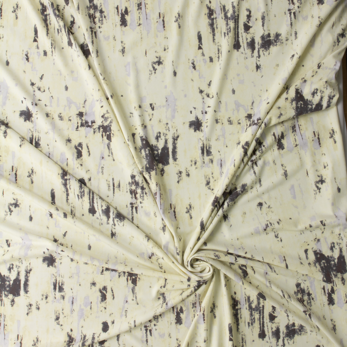 Charcoal and Ivory Grunge Midweight Stretch ITY Knit #30188 Fabric By The Yard - Wide shot