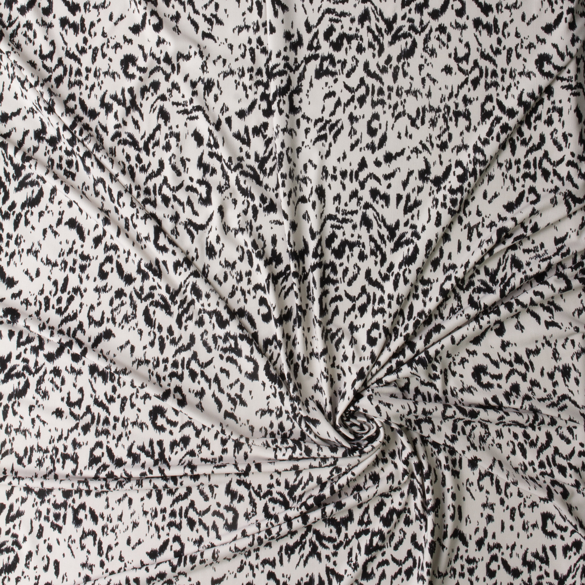 Grunge Black on Offwhite Leopard Midweight Stretch ITY Knit #30189 Fabric By The Yard - Wide shot