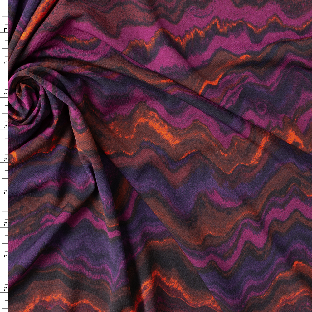 Plum and Wine Topo Abstract Midweight Stretch ITY Knit #30198 Fabric By The Yard