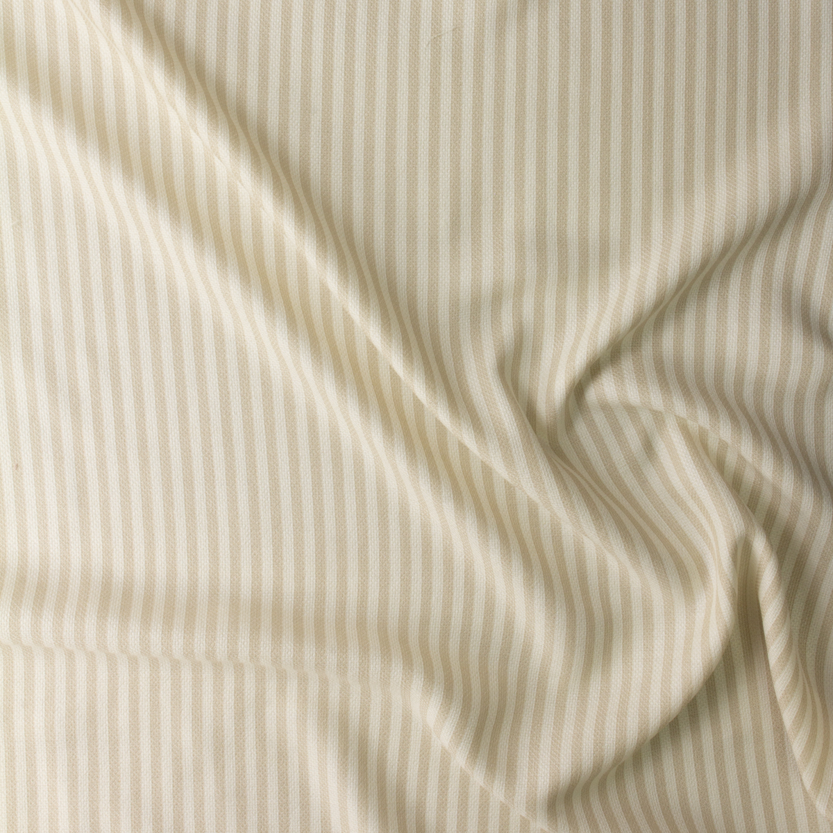 Tan and Offwhite Vertical Stripe Textured Italian Rayon/Wool #30287 Fabric By The Yard - Wide shot