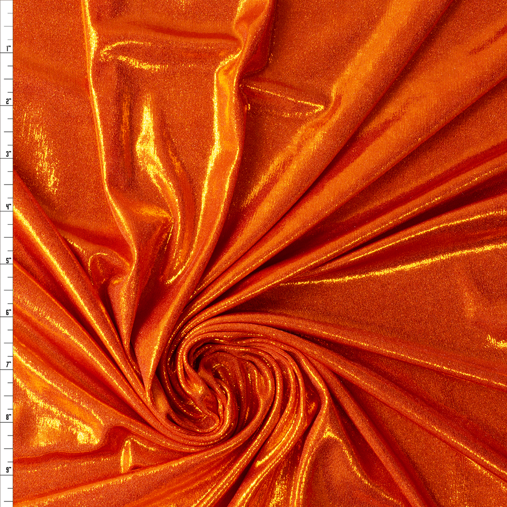 Bright Orange Slinky Metallic Shimmer Spandex #30354 Fabric By The Yard