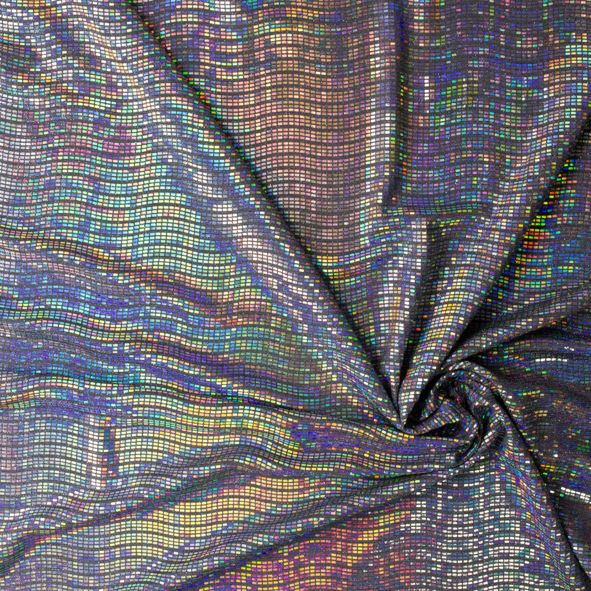 Holographic Silver Sequin Stripes on Silver Glitter Knit #30359 Fabric By The Yard - Wide shot