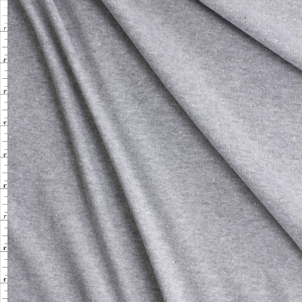 Heather Grey Cotton Micro Rib Knit #30374 Fabric By The Yard