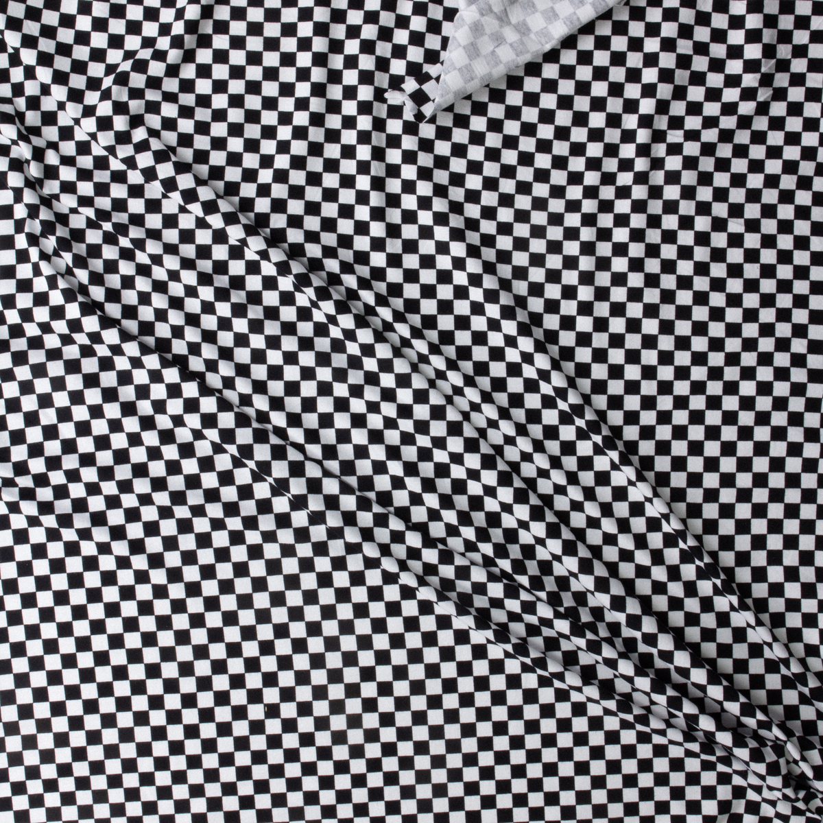 Black and White Checkered Cotton/Spandex Jersey Knit #30391 Fabric By The Yard - Wide shot