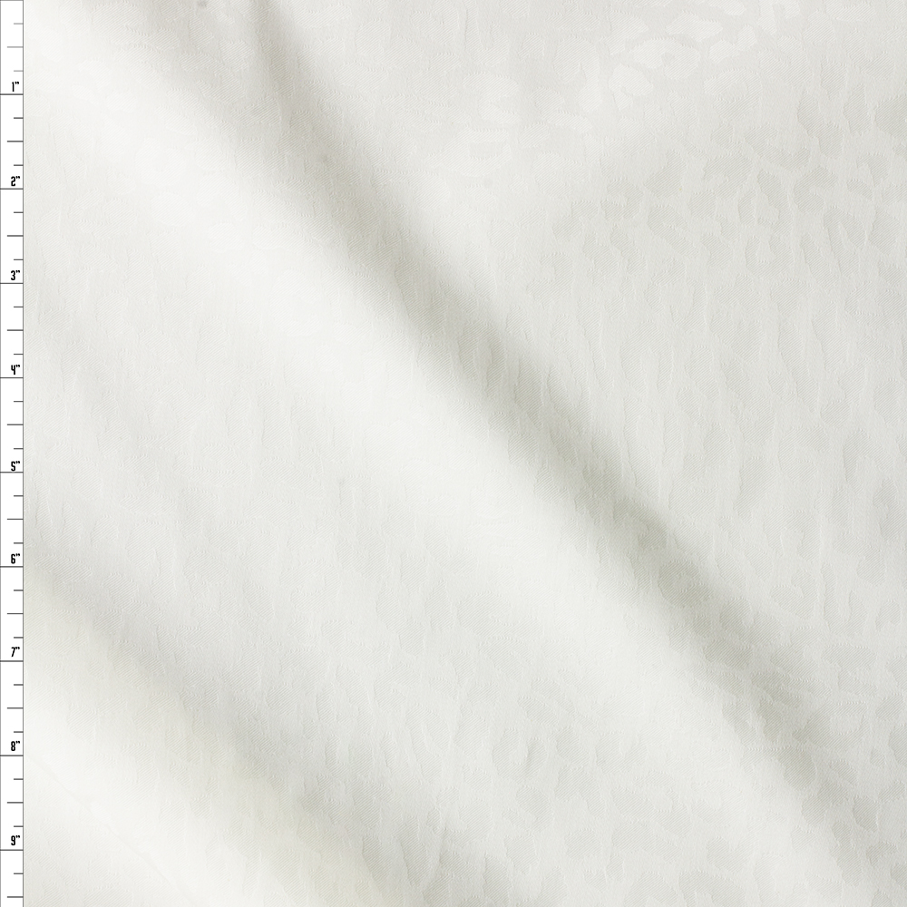 Warm White Tone on Tone Cheetah Stretch Cotton Jaquard #30396 Fabric By The Yard