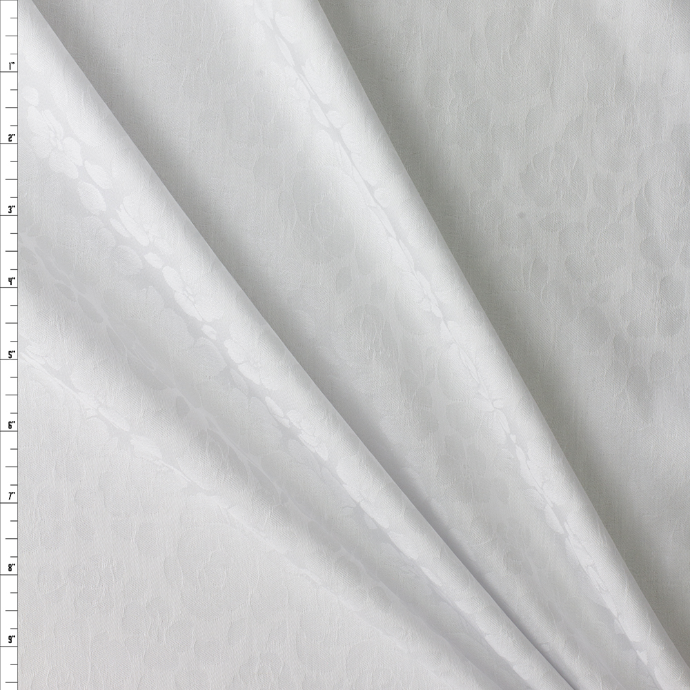 White on White Rose Floral Cotton Jaquard #30397 Fabric By The Yard