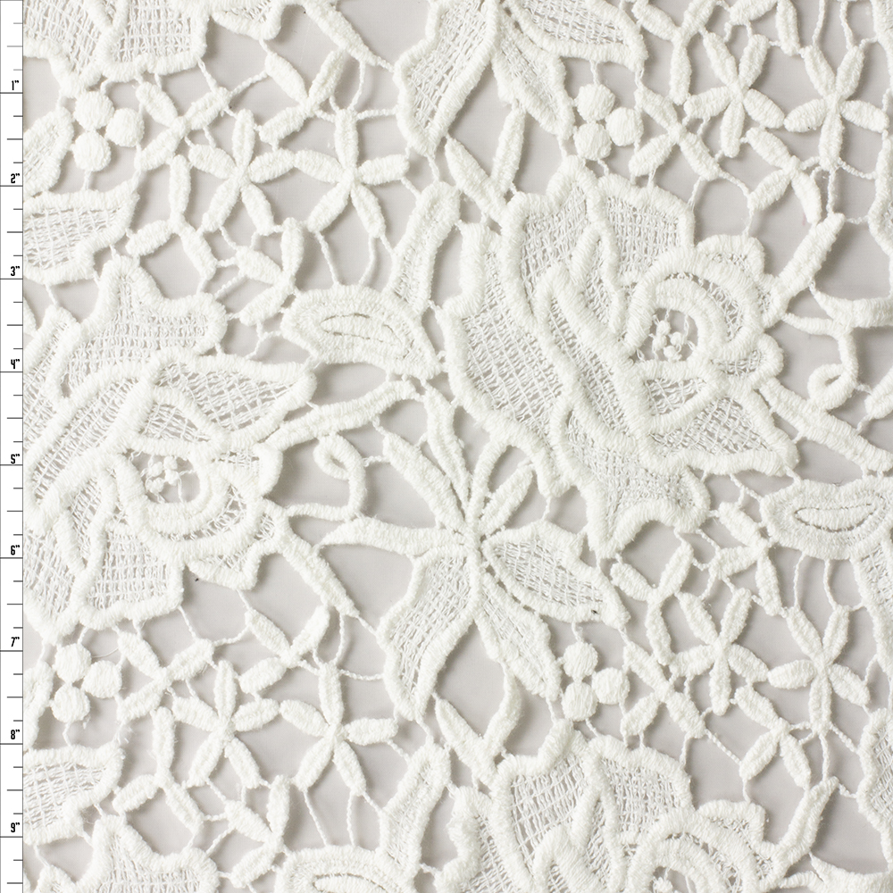 Warm White Large Floral Chunky Cotton Guipure Lace #30414 Fabric By The Yard