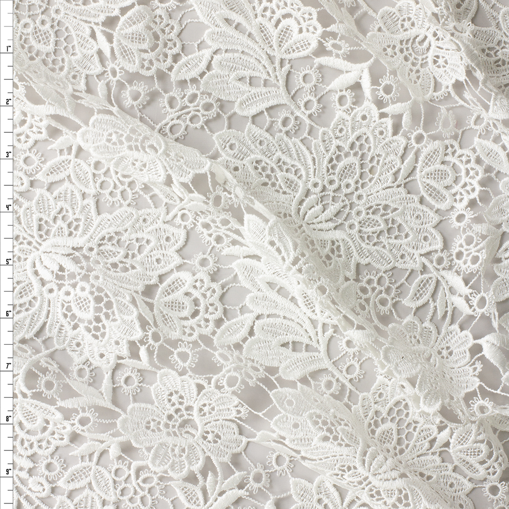 Warm White Floral Guipure Lace #30416 Fabric By The Yard