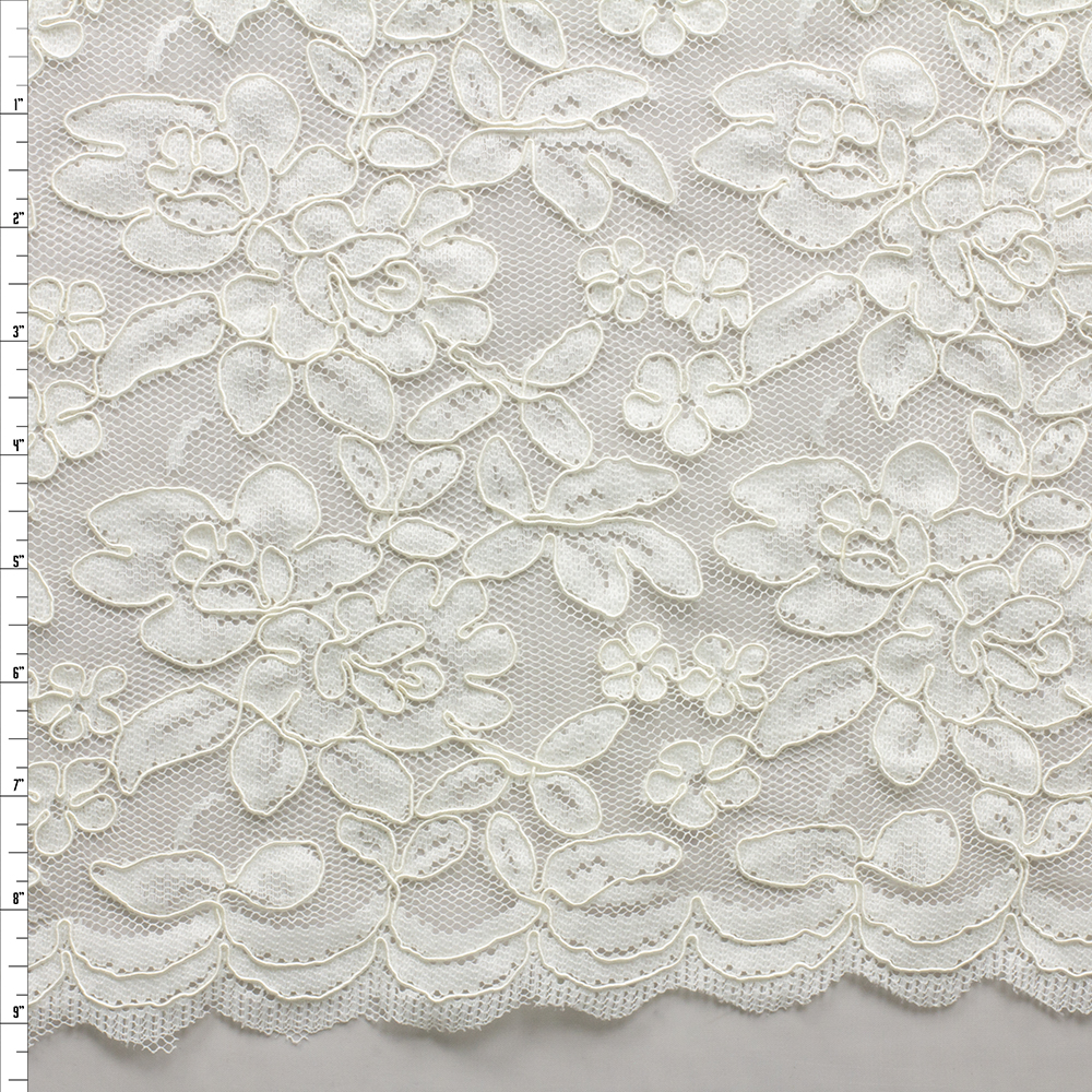 Ivory Bridal Alençon Lace #30427 Fabric By The Yard