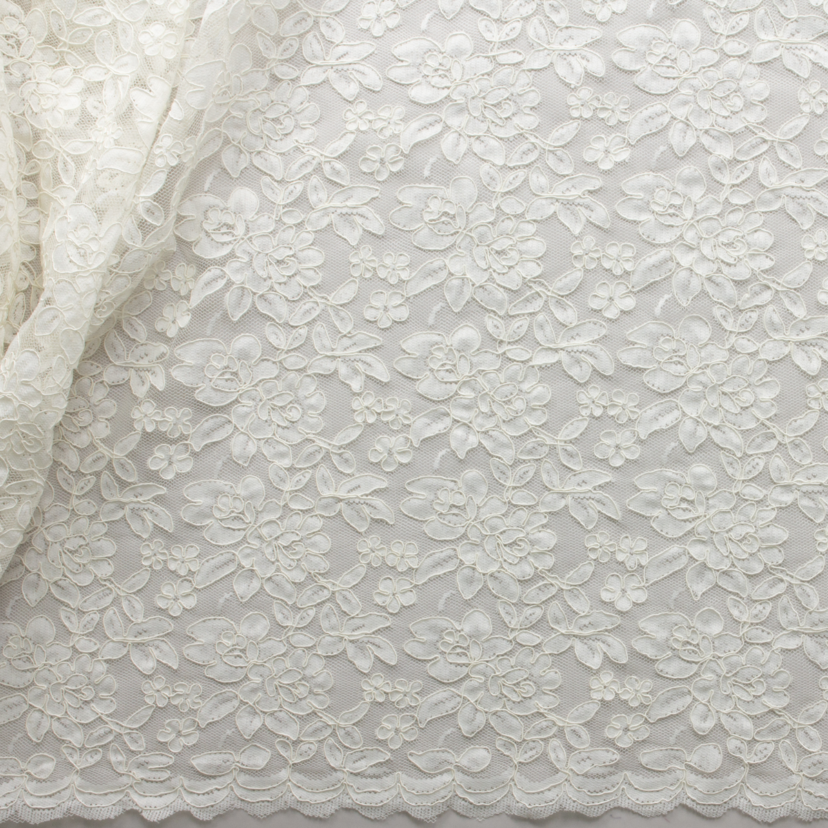 Ivory Bridal Alençon Lace #30427 Fabric By The Yard - Wide shot