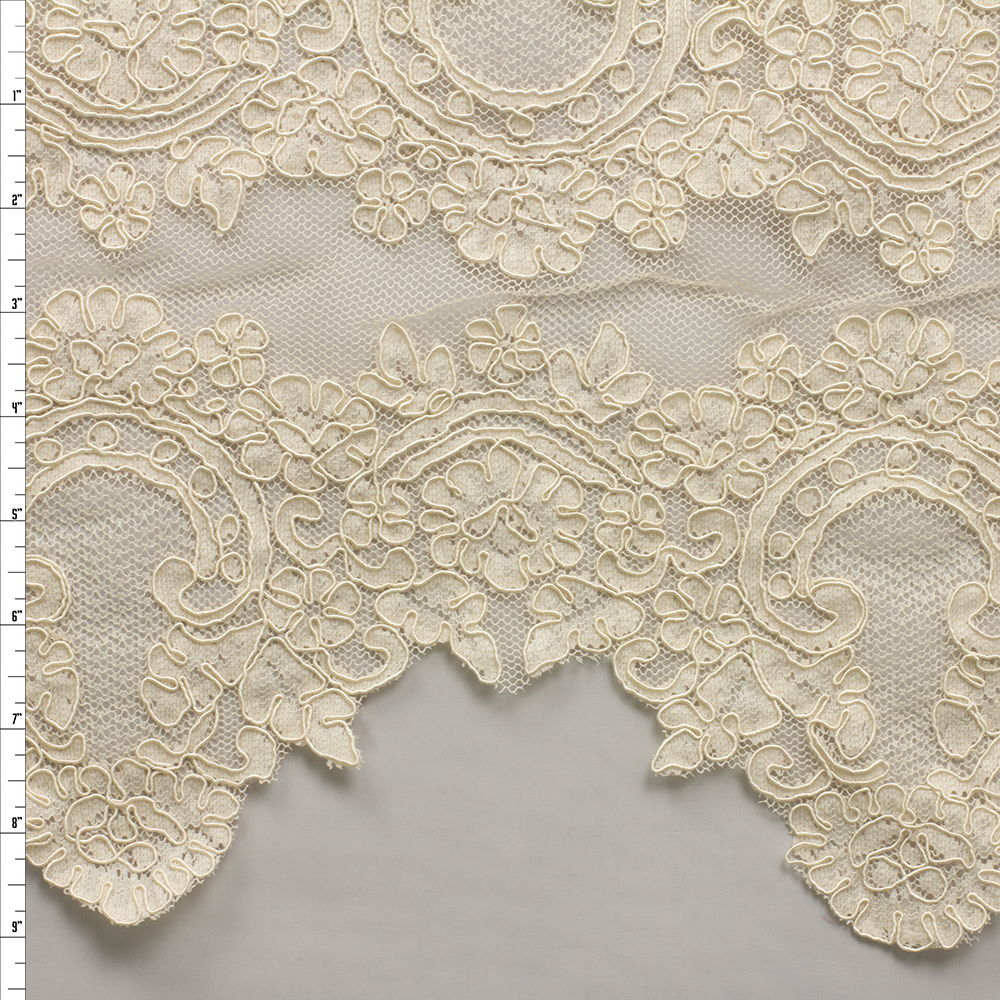 Champagne Bridal Alençon Lace #30429 Fabric By The Yard