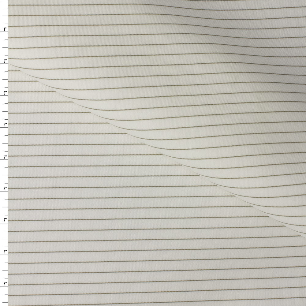 Taupe on Offwhite Horizontal Pinstripe Scuba Knit #30445 Fabric By The Yard