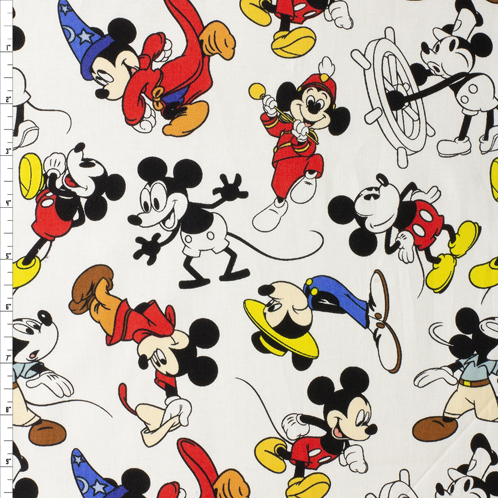 Mickey Through the Years Quilter’s Cotton from Maywood Studio #30469 Fabric By The Yard