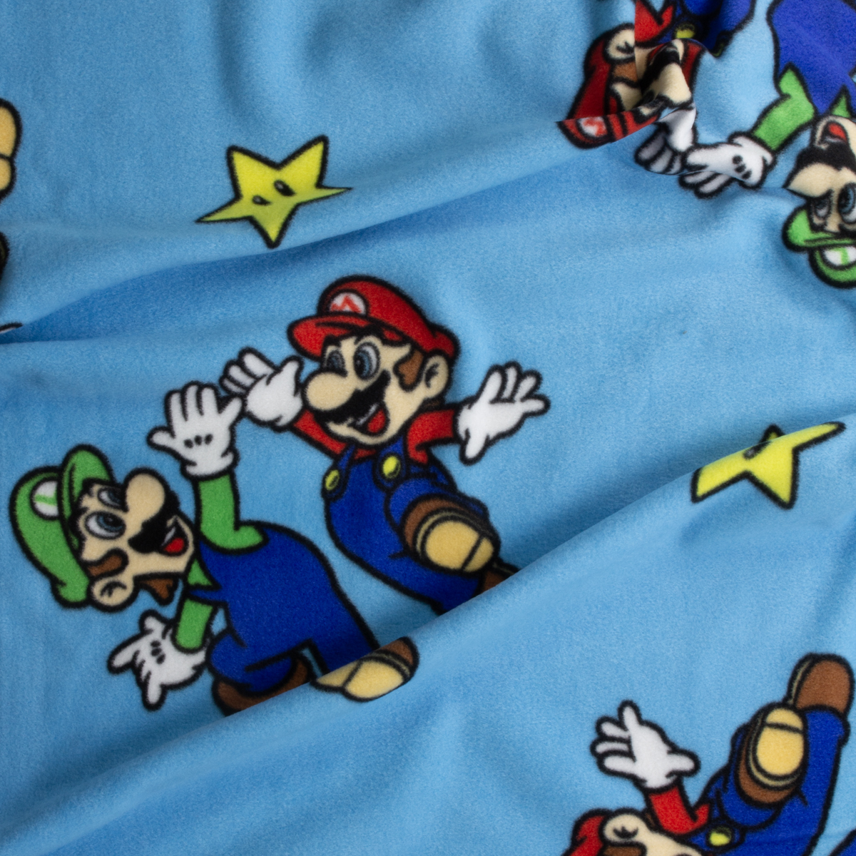 Mario and Luigi High Five Polar Fleece #30482 Fabric By The Yard - Wide shot