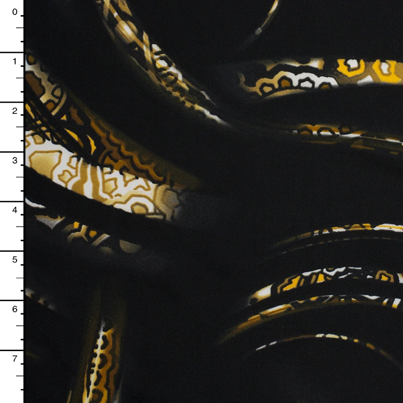 Tribal Pattern Swirls on Black Nylon Lycra