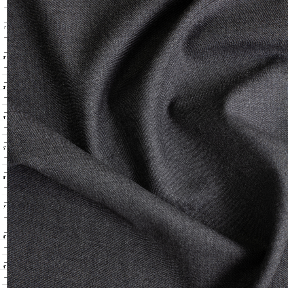 Charcoal Heather Brushed Wool Gabardine #30494 Fabric By The Yard