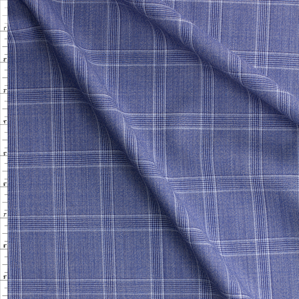 Blue Glen Plaid Wool Suiting #30502 Fabric By The Yard