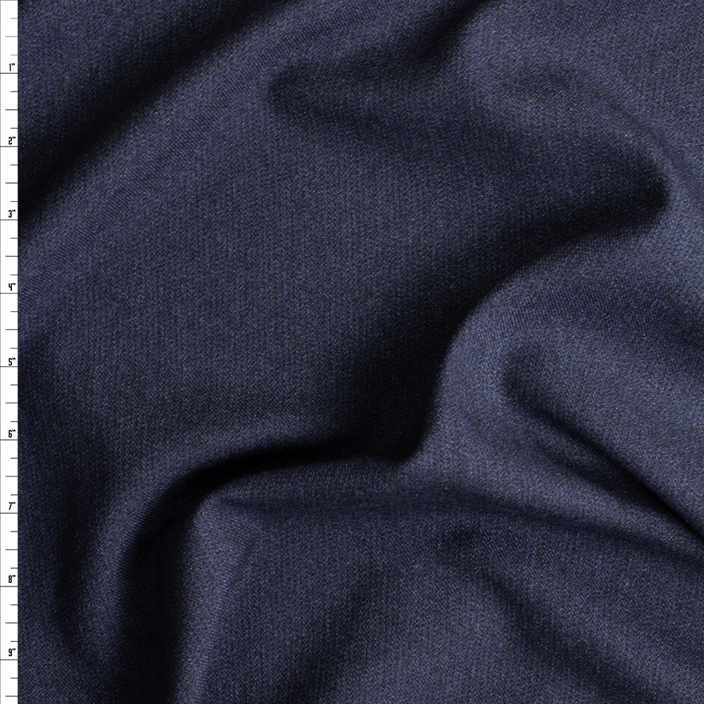 Navy Heather Wool Suiting #30510 Fabric By The Yard