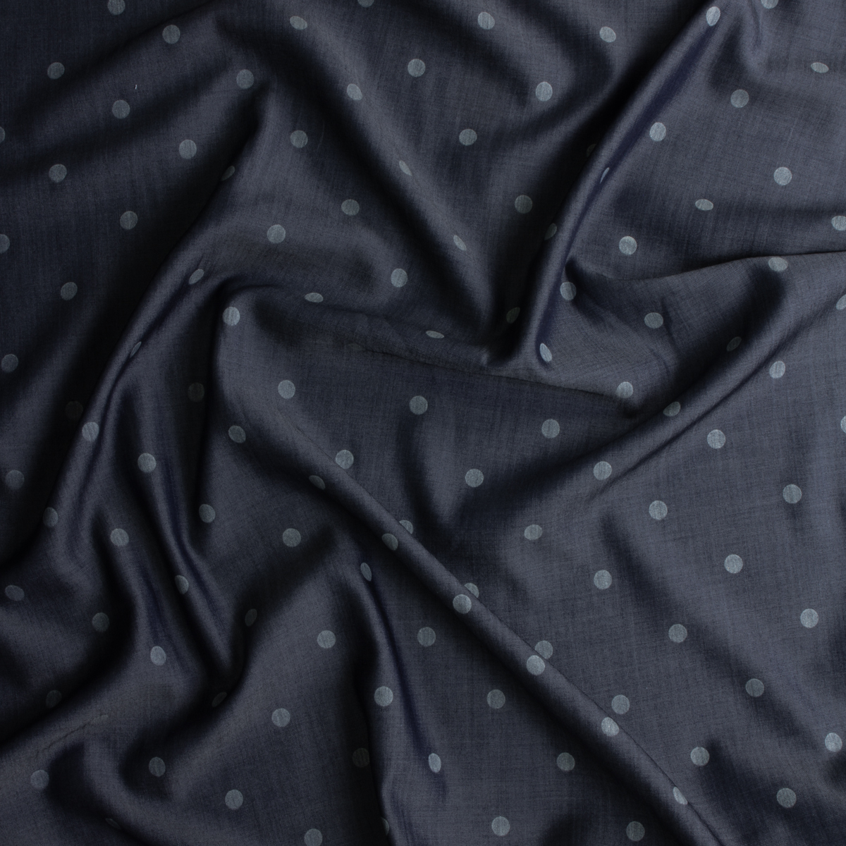 Shadow Polka Dots on Indigo Designer Tencel Denim #30553 Fabric By The Yard - Wide shot