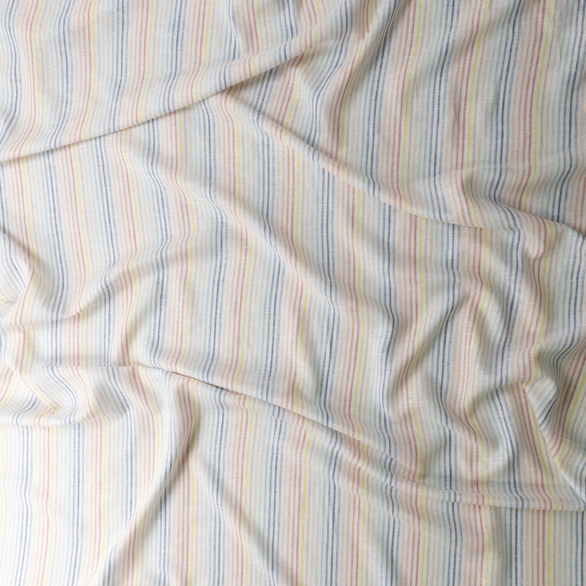 Coronado Sunset Stripes on White Rayon/Linen #30586 Fabric By The Yard - Wide shot