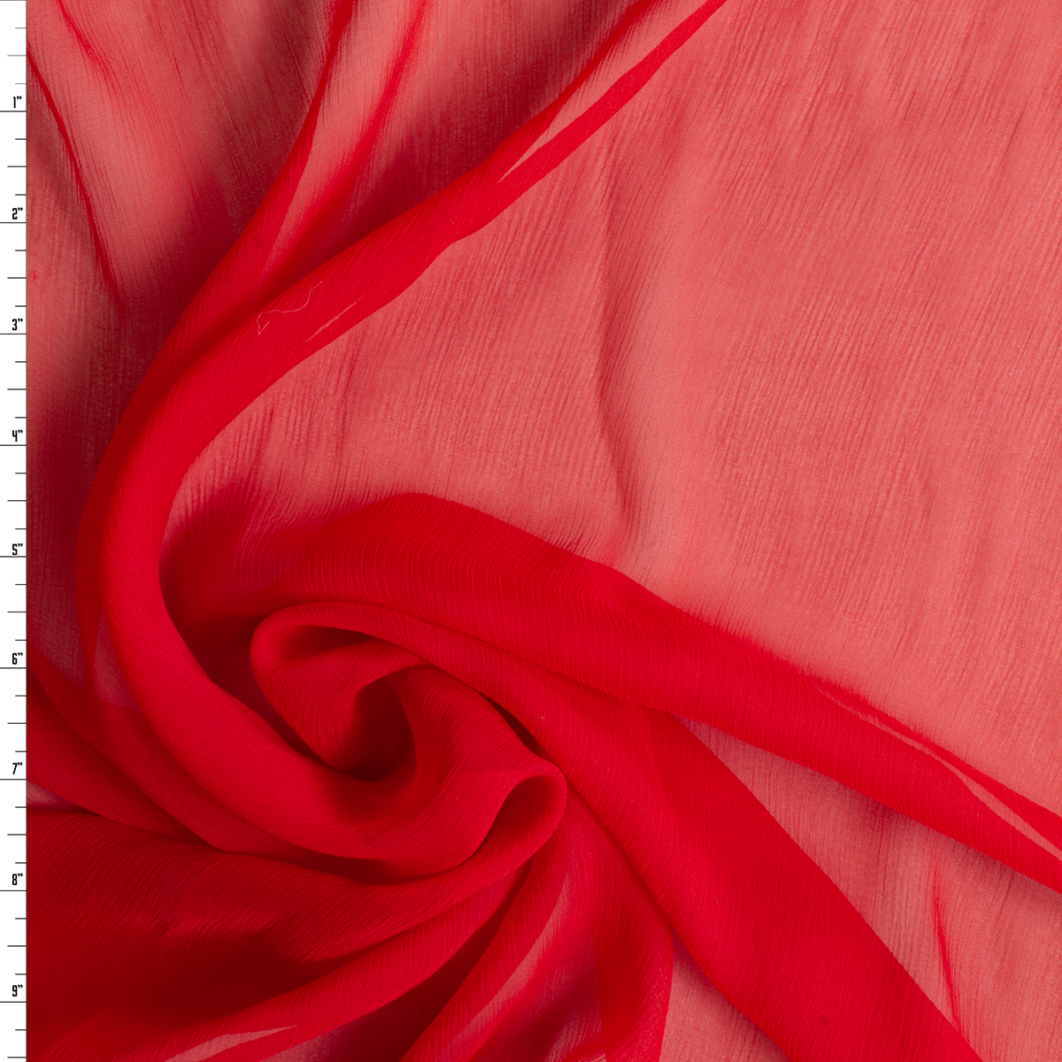 Red Crinkle Silk Chiffon #30592 Fabric By The Yard