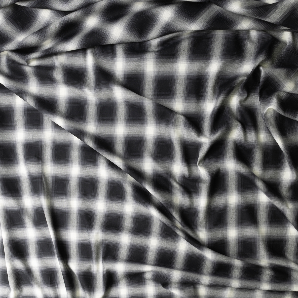 Black and White Gradient Plaid Designer Flannel Shirting #30610 Fabric By The Yard - Wide shot