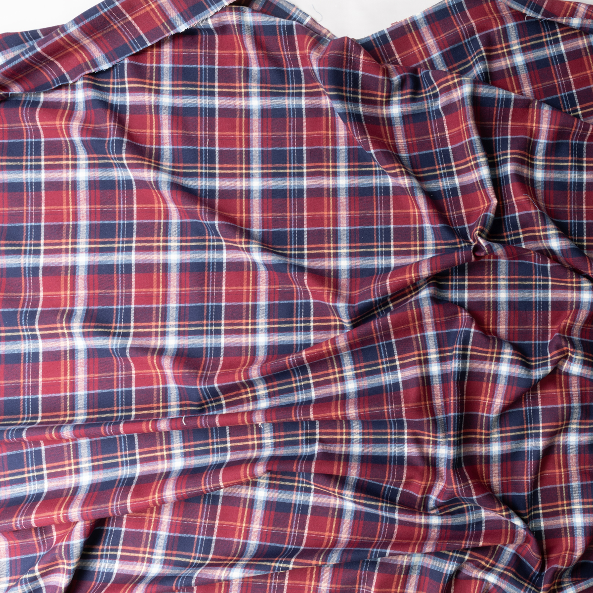 Red, Navy, and Yellow Plaid Designer Cotton Flannel #30616 Fabric By The Yard - Wide shot