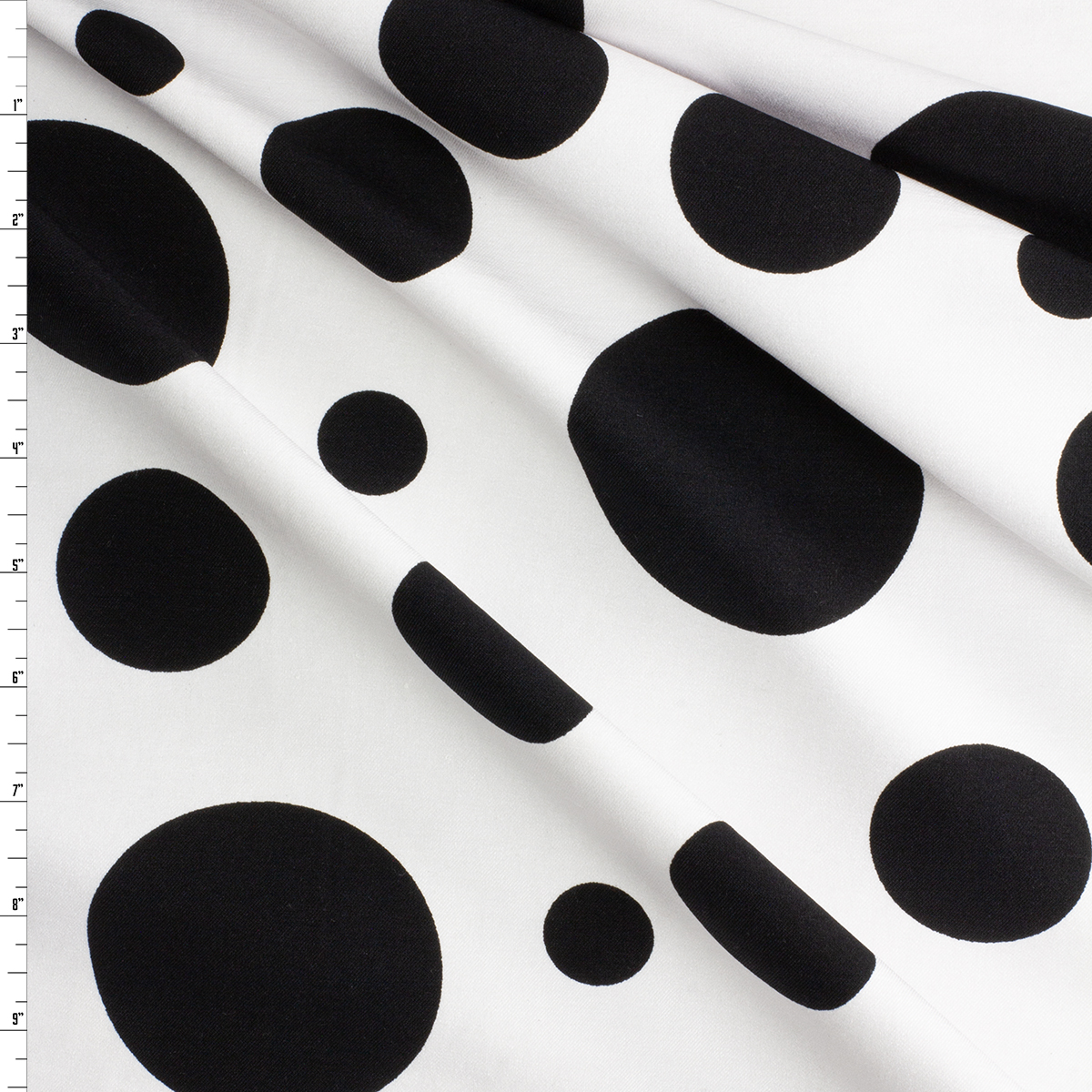 Black Dots on White Nylon/Viscose/Spandex #30650 Fabric By The Yard