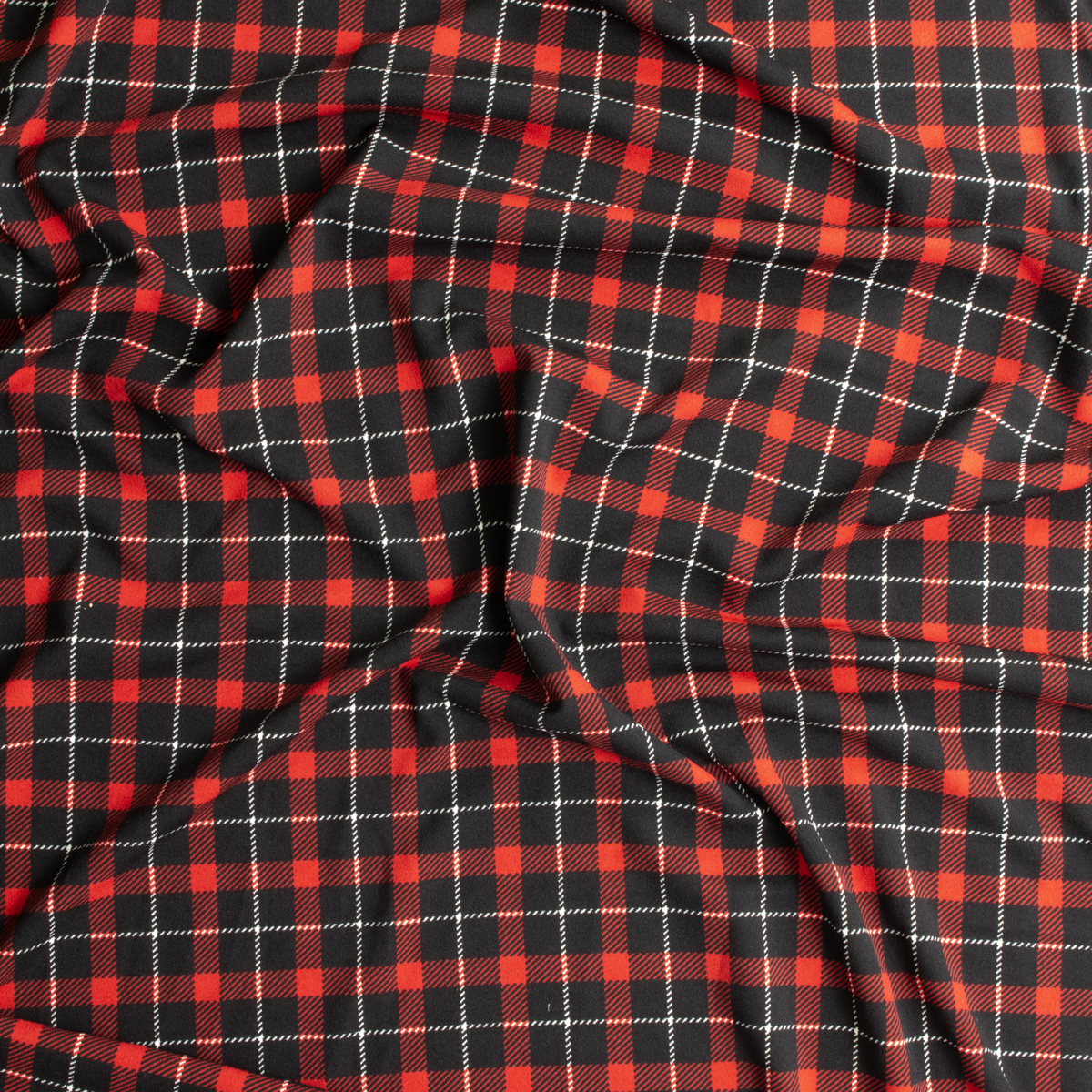 Black and Red Plaid Crepe Knit #30683 Fabric By The Yard - Wide shot