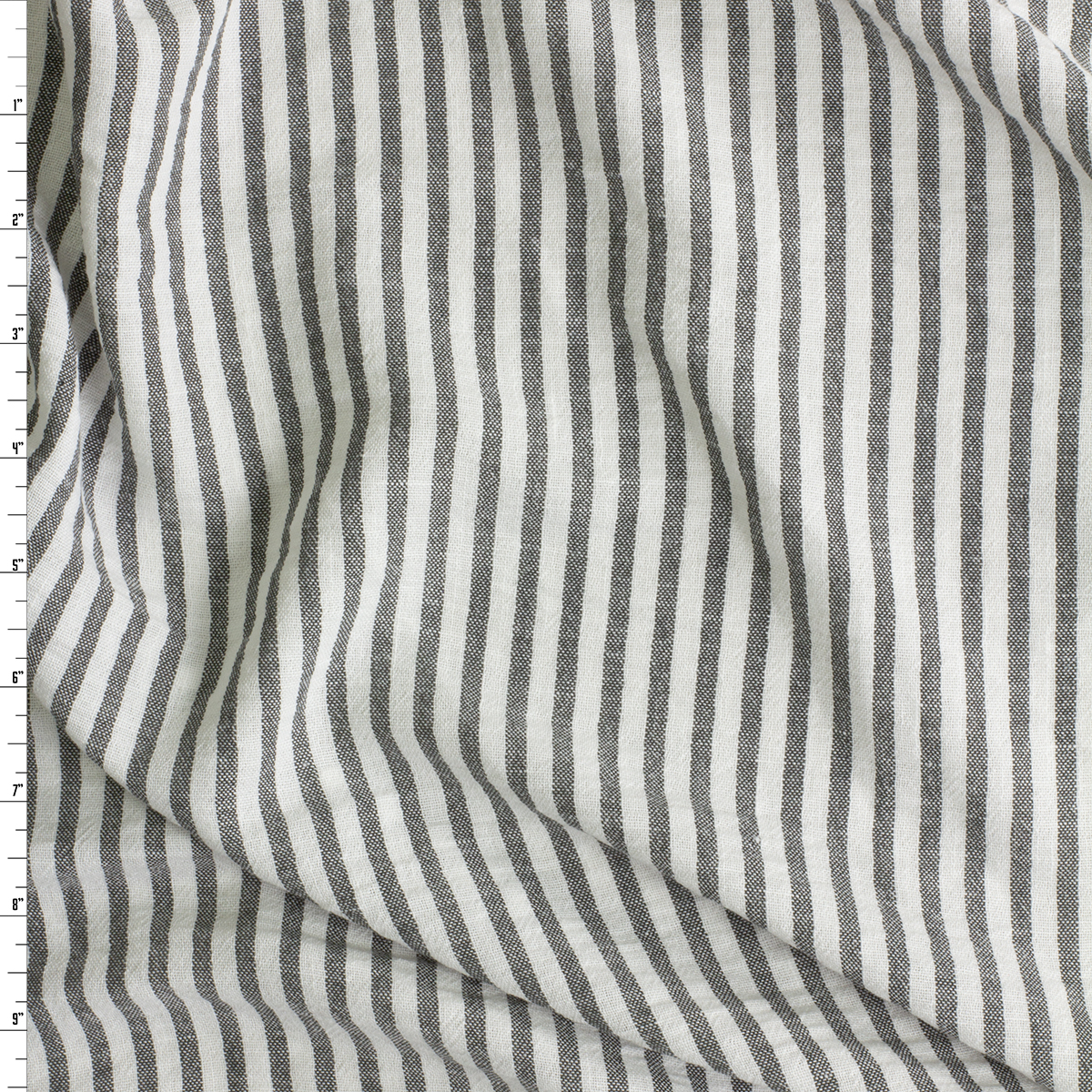 Black and White Vertical Stripe Rayon Seersucker #30698 Fabric By The Yard